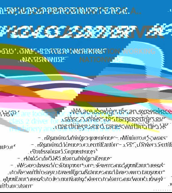 New Job Opportunity – HGV Class 2 Driver